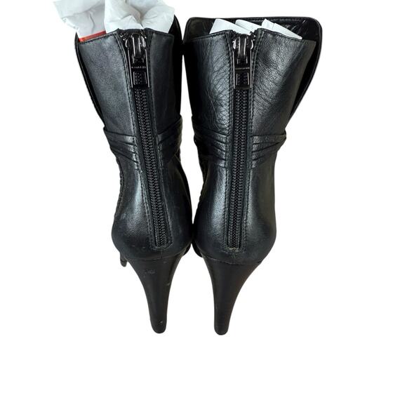 Coach Black Leather Ankle Boots Heels Zip Back Braided Detail 7.5B - Picture 6 of 8